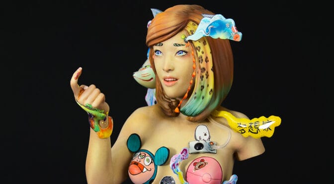 The Dreamer, bust inspired by Japanese decora