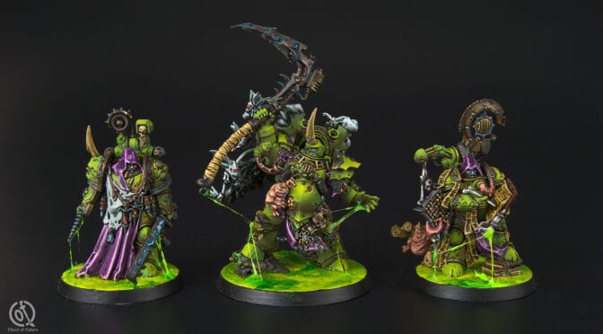 Death Guard army: Nauseous Rotbone, Typhus and Scribbus Wretch